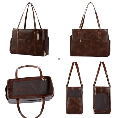 Stylish Dog Purse Carrier, Leather Pet Carrier Bag for Small Dogs Cats Puppy, Airline Approved Soft-Sided Carrier Coffee - color: Coffee