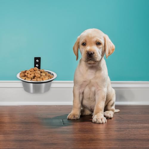 Yardwe Elevated Dog Bowl and Water Bowl Set Wall-Mounted 6-inch Convenient Feeding Station for Large Dogs and Puppies
