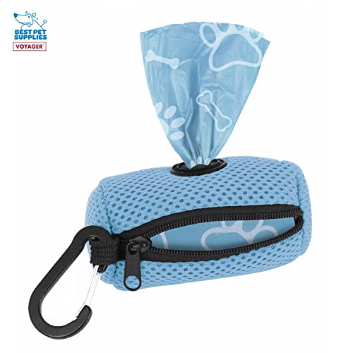 Best Pet Supplies 강아지 배변 봉투 홀더 목줄 부착물, 15개의 가방 포함, 베이비 블루, 여행, 산책, 공원 및 실외 사용을 위한 재사용 가능한 메시 디스펜서 파우치, 클립온으로 부드럽고 내구성 있음 - color: 메시 (베이비 블루), size: 1 개(1 팩)