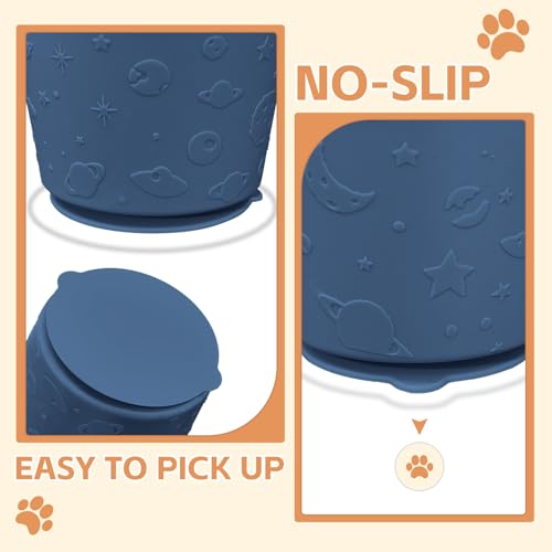 Dog Lick Bowl,Anxiety Relief Non-Slip Silicone Treat Bowl,Durable Anti-Choking Long-Lasting Enrichment Slow Feeder Licking Mat for Small Medium Large Breed,Freezable BPA Free Silicone Dishwasher Safe - color: Dark Blue, size: M-L
