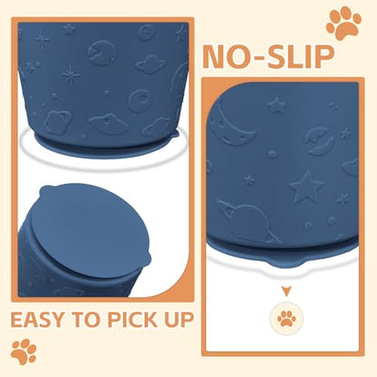 Dog Lick Bowl,Anxiety Relief Non-Slip Silicone Treat Bowl,Durable Anti-Choking Long-Lasting Enrichment Slow Feeder Licking Mat for Small Medium Large Breed,Freezable BPA Free Silicone Dishwasher Safe - color: Dark Blue, size: M-L