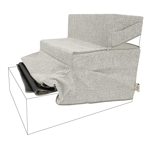 Best Pet Supplies Non-Slip Foam Dog Stair & Pet Ramp, Balanced Indoor Step Support - Foldable Stair Cover, Sand, 3-Step - color: Sand, size: 3-Step (H: 16.5"), style: Replacement Cover
