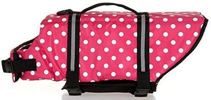 Izefia Dog Life Jacket Swimming Safety Coat Floatation Life Vest Life Saver with Handle for Small Dog Puppy Large Dog (Pink Dot, XXS) - color: Pink Dot, size: XX-Small