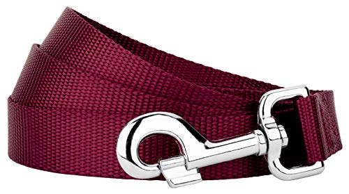 Country Brook Petz - Vibrant 17 Color Selection - Heavyduty Doublehandle Nylon Leash (6 Foot, 3/4 Inch Wide, Burgundy) - color: Burgundy