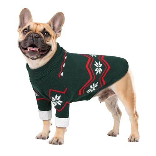 WINGOIN Dog Sweater for Large Dogs, L Size Dog Christmas Sweaters, Male Female Knit Dogs Turtleneck Pullover with Leash Hole, Pet Warm Winter Clothes for Girl Boy French Bulldog, Boston Terrier (L) - size: L: 15-30 lbs (Chest:20.9",Neck:14.2",Back:15.7")