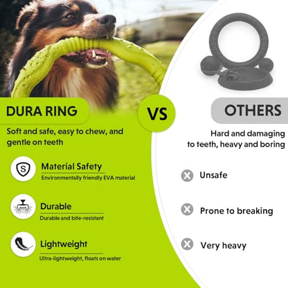 LaRoo Dog Ring Toy, Durable Soft Flying Disc for Throwing Catching Grabbing, Water Floating Dog Training Fetch Ring for Medium Large Breeds, Outdoor (Green/11.8Inch) - color: Green-L