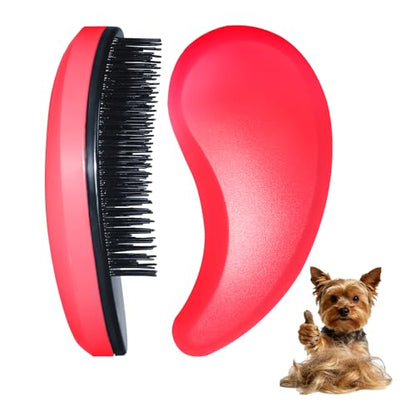 Small Dog Brush - Puppy Hair Brush- Grooming Tool for Teddy, Yorkies, Maltese, Shih Tzu, Chihuahua (Rose Red) - color: Rose Red