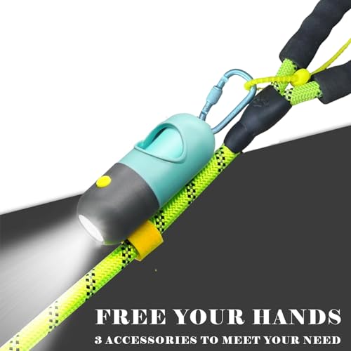 Dog Poop Bag Holder with LED Flashlight for Night Walks,Silicone Tether & Panda Pattern Clip for Used Bags, Hands-Free Metal Leash Carabiner, Includes 15 Scented Waste Bags (Crystal Blue) - color: Crystal Blue