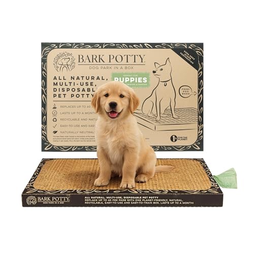 Puppy Bark Potty | Indoor Potty for Puppies & Dogs | Plant-Based Fiber Dog Potty Tray | Stays Dry & Pest-Free | Disposable Litter Box for Dogs | Large 30x20 - size: Large 30x20