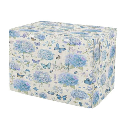 Blue Hydrangeas Dog Crate Cover, Waterproof Windproof Pet Cage Cover, Polyester Sunshade Kennel Cover with Breathable Mesh Fit for 47 in Wire Cage - size: L - 47”L x 31”W x 31”H