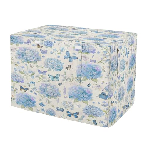 Blue Hydrangeas Dog Crate Cover, Waterproof Windproof Pet Cage Cover, Polyester Sunshade Kennel Cover with Breathable Mesh Fit for 40.6 in Wire Cage - size: M - 40.6”L x 25”W x 27”H