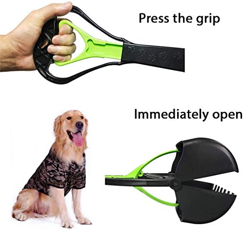Pet Pooper Scooper, 24" Long Handle Portable Poop Scooper for Large and Small Dogs Cats, Foldable Dog Poop Pick Up Tool, Sturdy Garbage Rake Picker for Garden Backyard Grass Dirt Gravel (Green) - color: Green