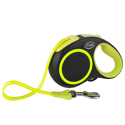 Fida Retractable Dog Leash, Reflective 16ft Heavy Duty Pet Walking Leash for Small/Medium Dog up to 26 lbs, Tangle Free. One-Hand Brake (Small, Neon Yellow) - color: Neon Yellow, size: Small