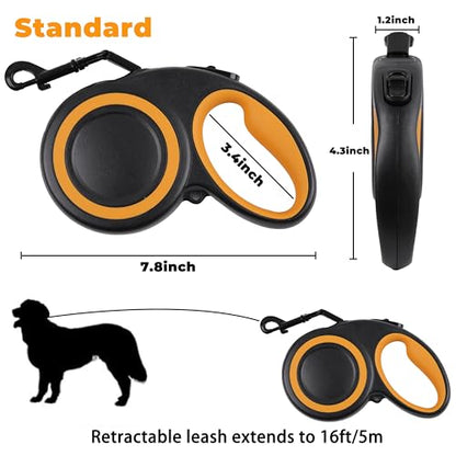 Retractable Dog Leash 16ft, Heavy Duty Pet Walking Leash for Medium/Large Breed up to 110 lbs, 360° Tangle-Free Long Retract Dog Lead, Soft Grip, One-Hand Brake