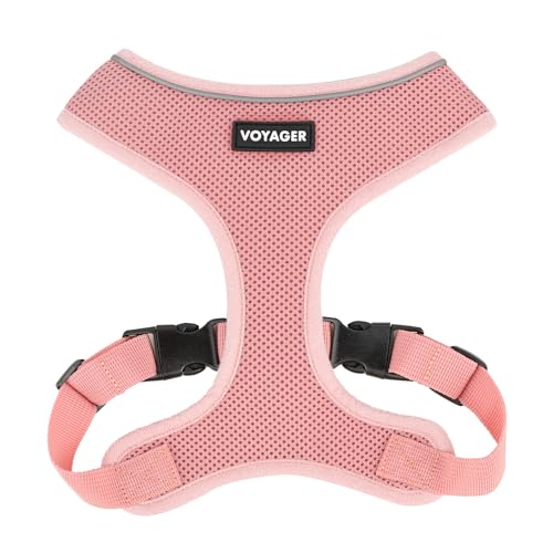 Best Pet Supplies Voyager Aerolite Over the Head Dog Harness, No Pull Breathable Air Mesh Vest, Quick Dry with Reflective Stitching, Adjustable Escape Resistant Harness - Pink, X-Small - color: Pink, size: XS