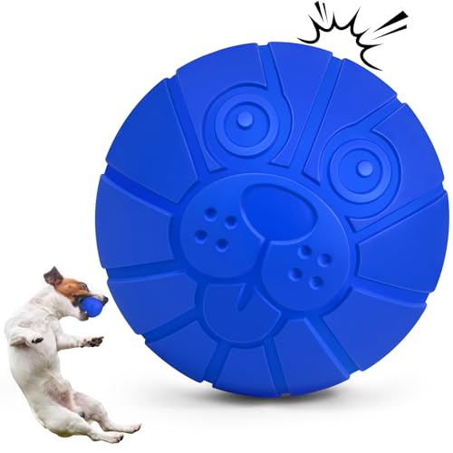 Indestructible Dog Toys for Aggressive Chewers, Squeaky Balls for Large Dogs, Interactive Squeaky Dog Balls for Aggressive Chewers, Outdoor Tough Chew Toys for Dogs to Relieves Anxiety - color: Blue