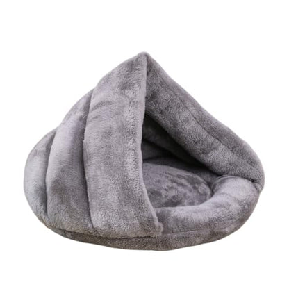 Pet Tent Cave Bed for Small-Medium Dogs & Cats – Thick Fleece Warm Burrow House with Removable Hood | Cozy Igloo Nest for Puppies & Kittens – Soft Cuddler Sleeping Bag(Gray) - color: Gray