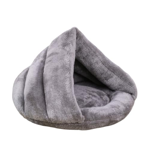 Pet Tent Cave Bed for Small-Medium Dogs & Cats – Thick Fleece Warm Burrow House with Removable Hood | Cozy Igloo Nest for Puppies & Kittens – Soft Cuddler Sleeping Bag(Gray) - color: Gray