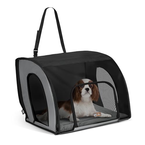 K&H Pet Products Enclosed Dog Car Seat, Travel Safety Carrier for Pets, Dog Travel Car Seat, Soft-Sided Covered Cat Carrier, Washable Pad, Multiple Entrances, Mesh Windows - Medium 24 X 19 X 17in - size: 24.0"L x 19.0"W x 17.0"H