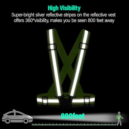 Reflective Vest Running Gear, 2Pack High Visible Safety VES for Cycling Jogging Running Walking, Adjustable for Men Women - color: Green+Orange