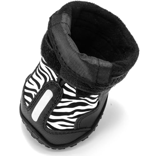 Waterproof Dog Boots, BESUNTEK Non-Slip Durable Dog Shoes, Adjustable Paw Protection with Adjustable Straps and Reflective Strip for Small Medium Large Dogs, Winter, Snow and Outdoor (White, #6)