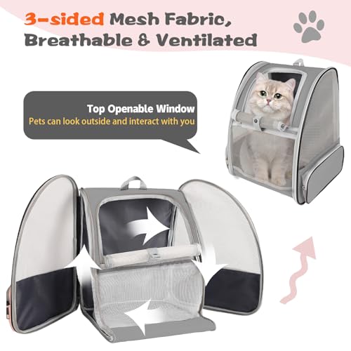 Cat Backpack Carrier,Pet Carrier Airline Approved for Small Dog Cat Puppy Kitten Bunny,Ventilated Mesh Design Animal Backpack for Hiking Camping Travel Bag (Light Grey) - color: Light Grey