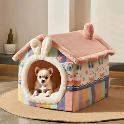 Dog&Cat House Dog&Cat Bed with Cover Cave with Non-Slip Bottom. (Rainbow, Medium) - color: Rainbow, size: Medium