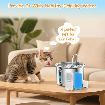 18 Set Cat Fountain Replacement Filters Compatible with oneisall PWF-001 2L/67oz Stainless Steel Pet Water Fountain Filters with Replacement Pre-Filter Pump Sponges