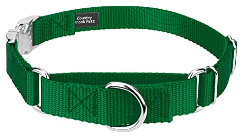 Country Brook Petz - Martingale Dog Collar - Heavy Duty Nylon Adjustable Martingale Dog Collar with Premium Buckle for Small Medium Large Breeds (5/8 Inch, Extra Small, Christmas Green) - color: Christmas Green, size: Extra Small (Pack of 1)