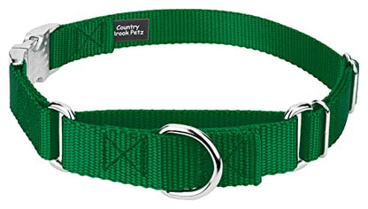 Country Brook Petz - Martingale Dog Collar - Heavy Duty Nylon Adjustable Martingale Dog Collar with Premium Buckle for Small Medium Large Breeds (5/8 Inch, Extra Small, Christmas Green) - color: Christmas Green, size: Extra Small (Pack of 1)