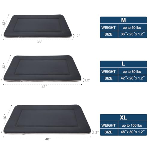 Large Dog Bed Soft Crate Pad Mat 47" Machine Washable with Non-Slip Bottom for Large Medium Dogs