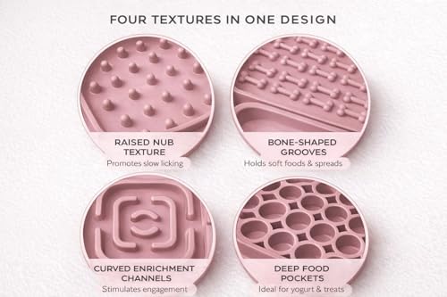 Hearth & Paw Silicone Lick Mat for Dogs, Blush Pink | Slow Feeder & Enrichment Mat, Food-Grade 100% BPA-Free Silicone, Mental Stimulation, Better Digestion, Anxiety Relief - color: Blush Pink