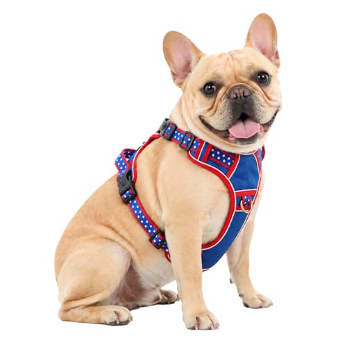 Medium Dog Harness, No Pull Pet Vest with Neck Buckle for Easy On Off, Breathable Walking Harness for French Bulldog, Corgi, Beagle, Padded with Sturdy Handle, 2 Tactical Leash Clips (M Size) - size: Medium