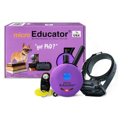 Educator ME-300 Micro E Collar for Dog Training with Remote - 1/3 Mile Range, Waterproof, 100 Blunt Stimulation Levels, Tone or Vibration Mode, Night Tracking Light for Small, Medium & Large Dogs - size: 1 Dog - ME-300