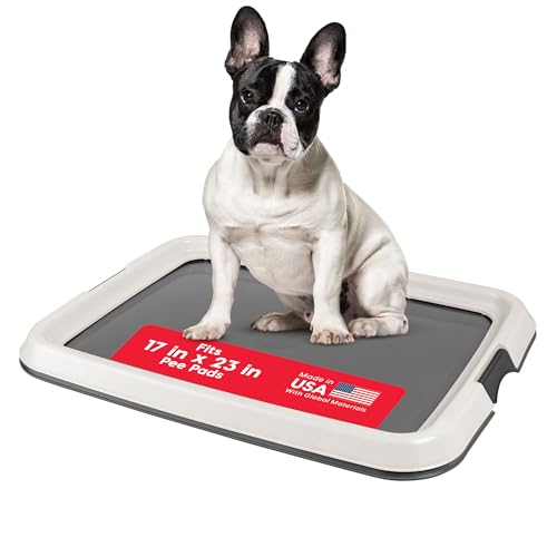 IRIS USA Pee Pad Holder for Dogs and Puppies, Potty Training Tray with Secured Latches, Non-Skid Feet, Leak Protection, Easy Clean Surface, Fits 17"x 23" Puppy Pads Size, Dark Gray - color: Dark Gray, size: 17" x 23"