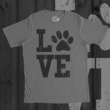 Mens Love Paw T Shirt Cute Adorable Dog Lover Pet Tee for Guys - size: Medium