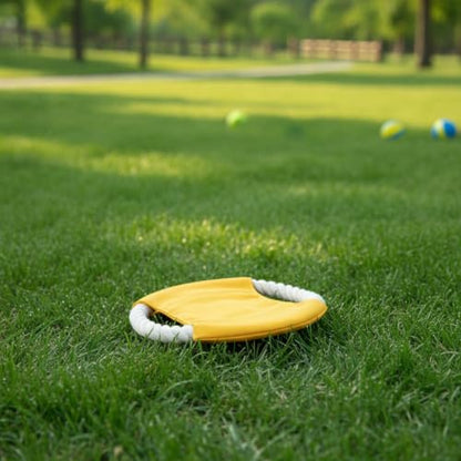 Cotton Rope Flying Disc Dog Toy, Soft Toss Frisbee for Fetch and Tug of War, 9 Inch (1 PC)
