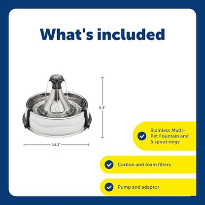 PetSafe Drinkwell Stainless Multi-Pet Fountain, red, 8 lb (PWW00-13705)