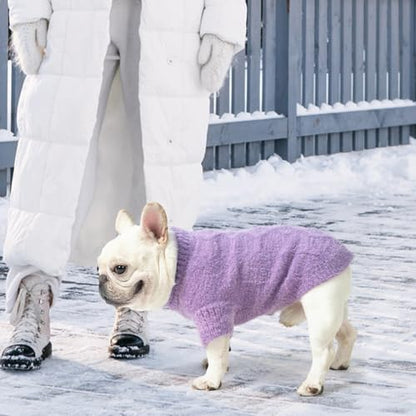 KOOLTAIL Small Dog Sweater, Fuzzy Thick Super Soft Warm Dog Winter Sweater Turtleneck Pullover for Cold Weather, Classic Cable Knitwear, Fleece Pet Fall Clothes Coats Puppy Cats Girl Boy Perple S - color: Purple, size: Small
