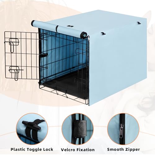 X-ZONE PET Double Door Dog Crate Cover - Polyester Pet Kennel Cover Fits 24 inches Wire Dog Cage Blue - color: Blue, size: 24.0"L x 18.0"W x 20.0"H