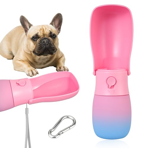 Dog Water Bottle, Travel Puppy Water Bowl, Leak Proof Portable Puppy Water Dispenser, Foldable Dog Water Bottle for for Pets Outdoor Walking, Hiking, Travel, Food Grade Plastic - 10oz Pink - color: Pink, size: 10OZ