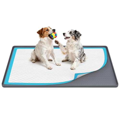 51" x26" Pee Pad Holder for Dogs Lanstics Puppy Pad Holder Silicone Pee Tray for Dog Training Floor Protection Raised Edge Dog Potty Tray, No Pee Pads(Grey) - color: 51" X26" Grey