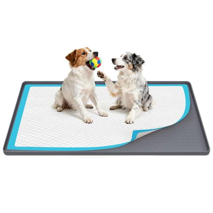 51" x26" Pee Pad Holder for Dogs Lanstics Puppy Pad Holder Silicone Pee Tray for Dog Training Floor Protection Raised Edge Dog Potty Tray, No Pee Pads(Grey) - color: 51" X26" Grey