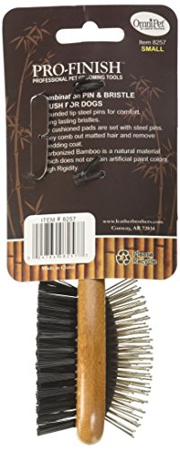 Pro-Finish Bristle and Pin Grooming Brush Combination with Carbonized Bamboo Handle, Small, 7.5" - color: Combo Brush, size: Small