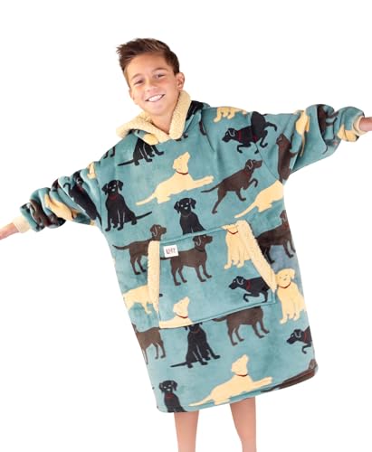 LazyOne Oversized Kid Blanket Hoodie, Oversized Hoodies for Girls and Boys, Wearable Blankets - color: Labs Kid Blanket Hoodie