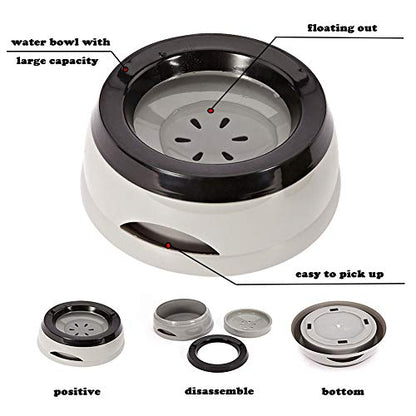 Love Dream No Spill Dog Water Bowl, No Drip Dog Slow Water Feeder No Slip Vehicle Carried Pet Water Dispenser 25 oz with Floating Disk Slow Drinking Bowl for Dogs Cats (Gray) - color: Gray