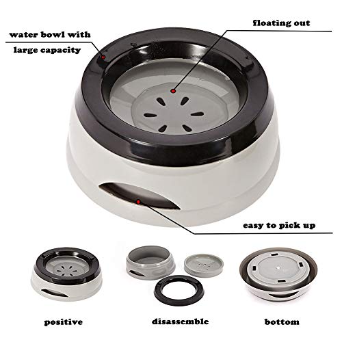 Love Dream No Spill Dog Water Bowl, No Drip Dog Slow Water Feeder No Slip Vehicle Carried Pet Water Dispenser 25 oz with Floating Disk Slow Drinking Bowl for Dogs Cats (Gray) - color: Gray