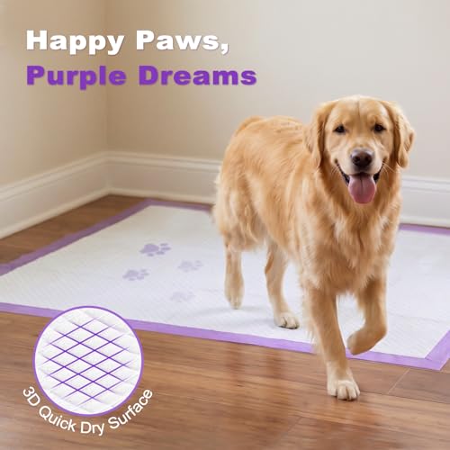 MIZOK Dog Pee Pads 30x36in, Pee Pads for Dogs XL Lavender Scented Odor Eliminating Super Absorbent Up to 10 Cups with 6-Layer Leak-Proof Quick-Dry Purple (40 Counts) - size: X-Large 30"x36“ 40 Counts
