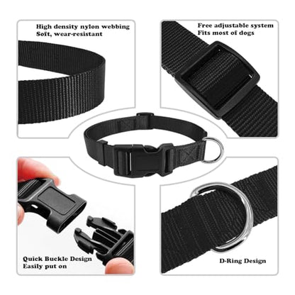 Dog Collar Black Basic Adjustable Dog Collars with Breathable Quick Release Nylon Pet Collar for Puppy Small Medium Large Dogs Boy - color: Black, size: X-Small,Neck 8-10.5"(Pack of 1)