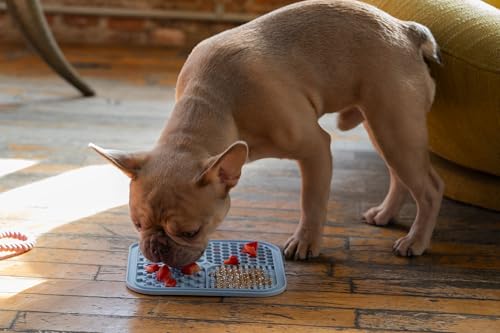 ADC Houndstone & Co. Dog Lick Mat, Powder Blue Color, Food-Grade Silicone, 8" x 8", Dishwasher Safe